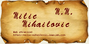 Milić Mihailović vizit kartica